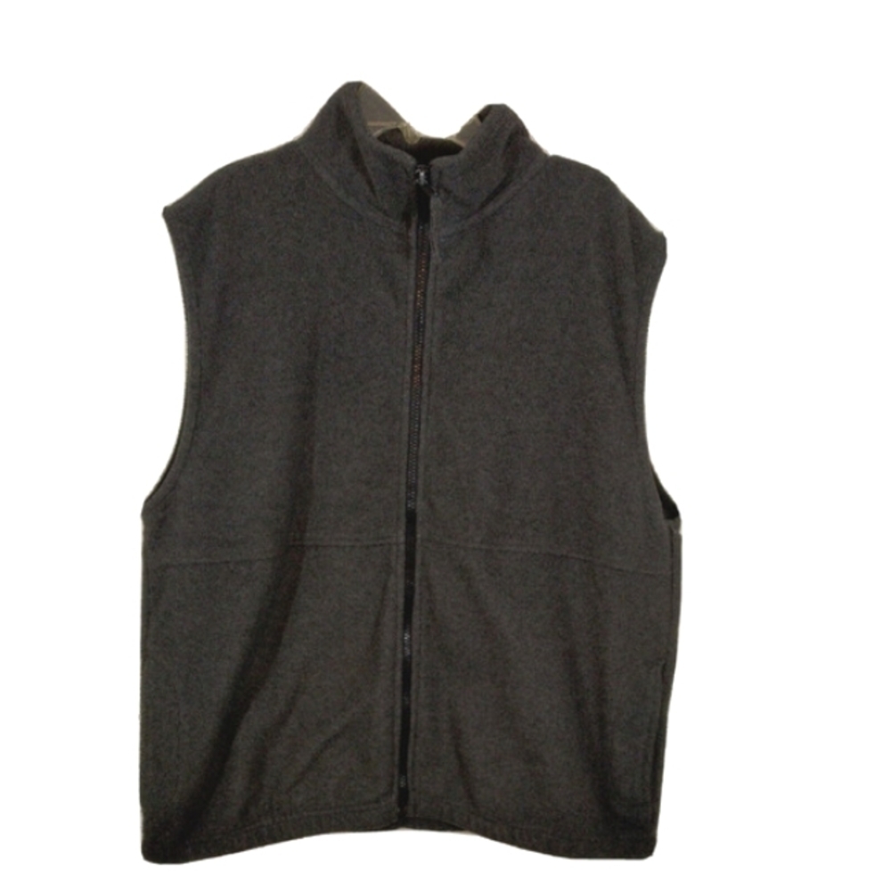 Sierra Pacific Outdoors Mens Gray Full Zip Sleeveless Fleece Vest Jacket